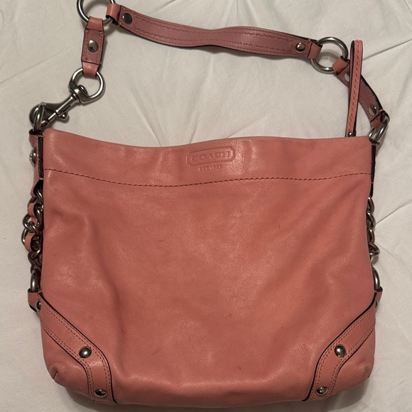 Coach Y2K Pink Leather Carly Shoulder Bag with Metal Accents - Picture 2 of 12